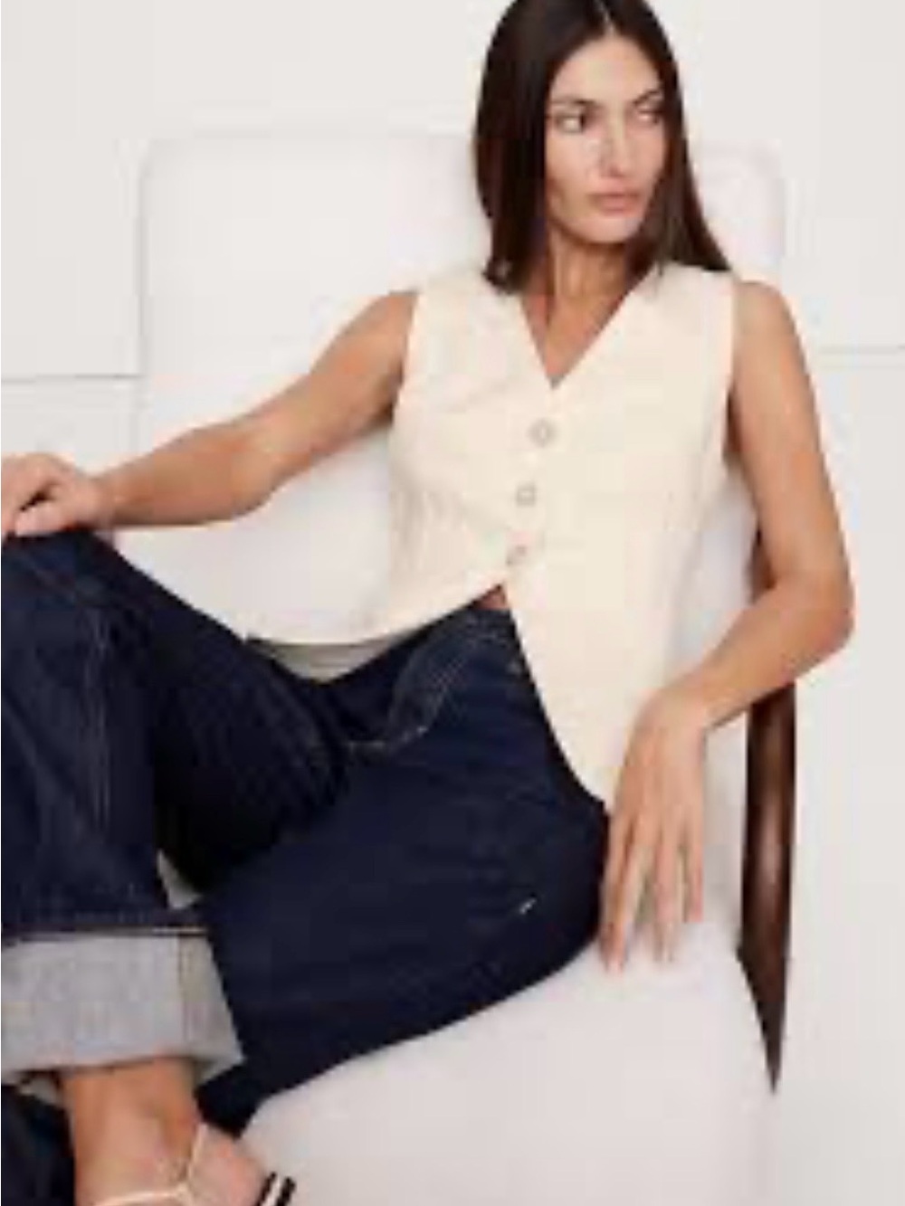 Banana Republic Cream Button-Front Vest